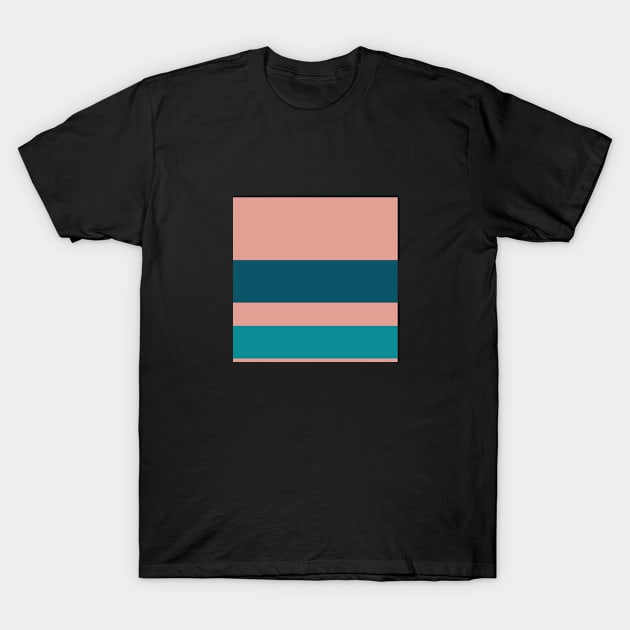 A first-rate variety of Rouge, Blush, Silver, Dark Cyan and Philippine Indigo stripes. - Sociable Stripes T-Shirt by Sociable Stripes